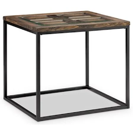 Rectangular End Table with Glass Insert Top